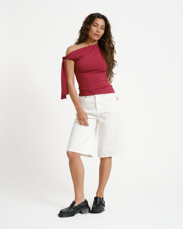 One Shoulder Tie Top Bordeaux - Things I Like Things I Love