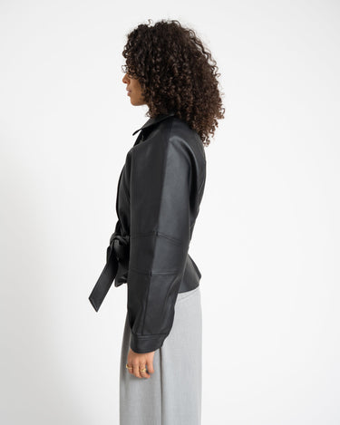 PAULA WAISTED PU JACKET Black - Things I Like Things I Love