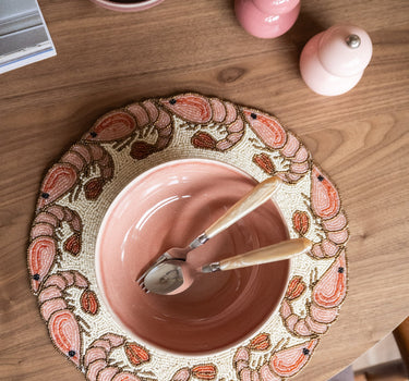 Placemat Beaded Prawns Round - Things I Like Things I Love