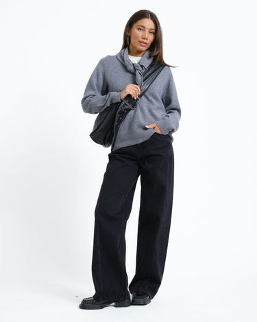 Rouge Kate V-Neck Knit Dark Grey Melange - Things I Like Things I Love