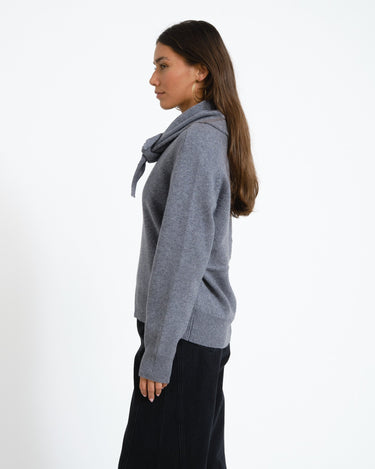 Rouge Kate V-Neck Knit Dark Grey Melange - Things I Like Things I Love