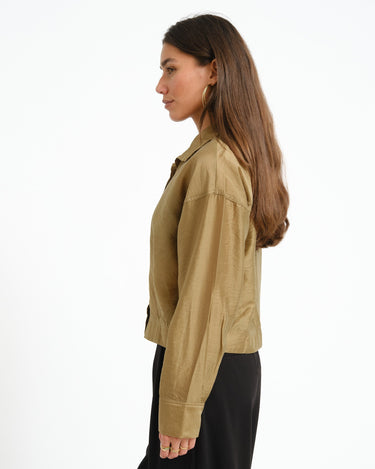 Rouge Stina High Neck Shirt Gothic Olive - Things I Like Things I Love