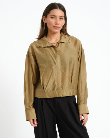 Rouge Stina High Neck Shirt Gothic Olive - Things I Like Things I Love