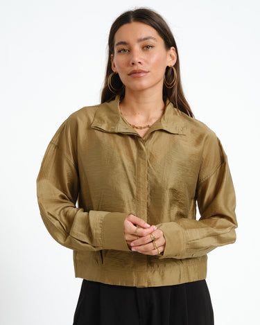 Rouge Stina High Neck Shirt Gothic Olive - Things I Like Things I Love