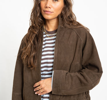 Rouge Susie Suede Jacket Seal Brown - Things I Like Things I Love