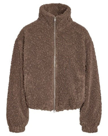 Sarah High Neck Teddy Jacket Morel - Things I Like Things I Love