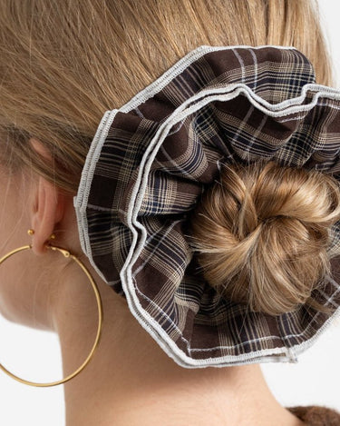 Scrunchie Checked Brown - Things I Like Things I Love