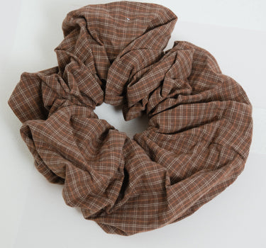 Scrunchie Small Check Brown - Things I Like Things I Love