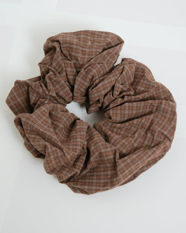 Scrunchie Small Check Brown - Things I Like Things I Love