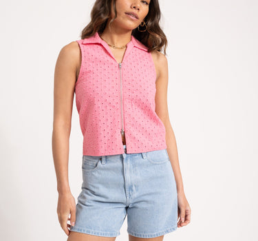 Selma Broderie Anglaise Zip Top Morning Glory - Things I Like Things I Love