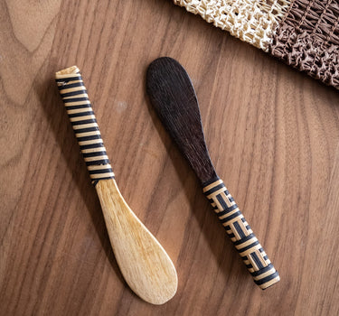SET OF 2 - Butter Knives Zebra Handwoven Bamboo - Things I Like Things I Love