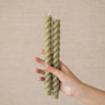 SET OF 2 - Dinner Candle Swirl Matcha Green - Things I Like Things I Love