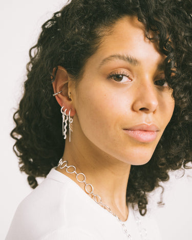Set Of 2 Earrings Chain Olivia Hoop Silver - Things I Like Things I Love