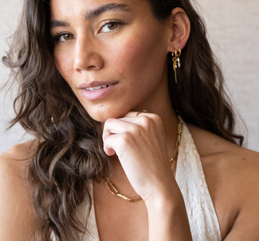 Set of 2 Earrings Ocean Terra Hoop Gold - Things I Like Things I Love