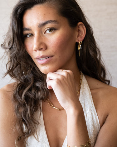 Set of 2 Earrings Ocean Terra Hoop Gold - Things I Like Things I Love