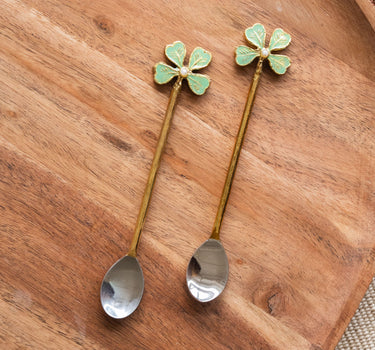 SET OF 2 - Handmade Lucky Clover Teaspoon - Things I Like Things I Love