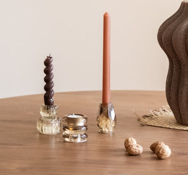 SET OF 3 - Candle Holder Glass Smoked Brown - Things I Like Things I Love