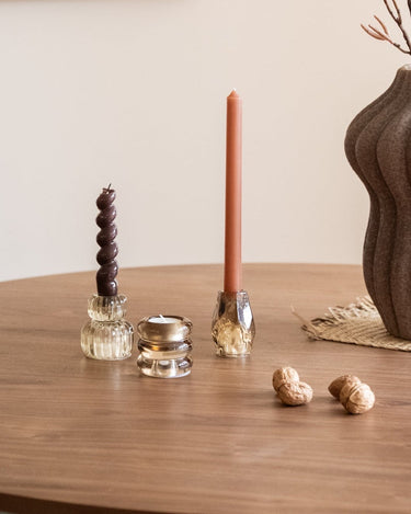 SET OF 3 - Candle Holder Glass Smoked Brown - Things I Like Things I Love