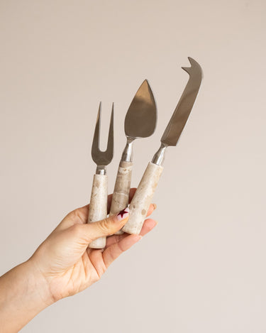 SET OF 3 - Cheese Knives Marble Beige - Things I Like Things I Love