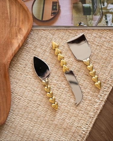 SET OF 3 - Handmade GIFT SET Cheese Knives Holly Heart - Things I Like Things I Love