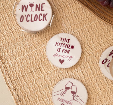 SET OF 6 - TILTIL Coasters Wine O'Clock - Things I Like Things I Love