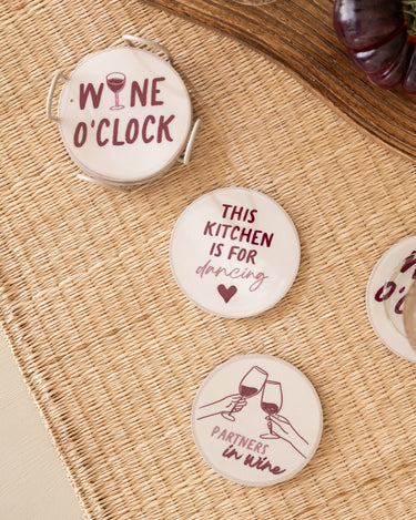 SET OF 6 - TILTIL Coasters Wine O'Clock - Things I Like Things I Love