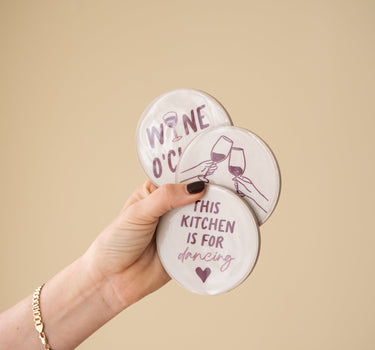 SET OF 6 - TILTIL Coasters Wine O'Clock - Things I Like Things I Love