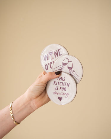 SET OF 6 - TILTIL Coasters Wine O'Clock - Things I Like Things I Love