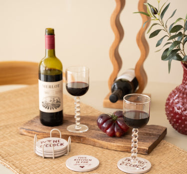 SET OF 6 - TILTIL Coasters Wine O'Clock - Things I Like Things I Love