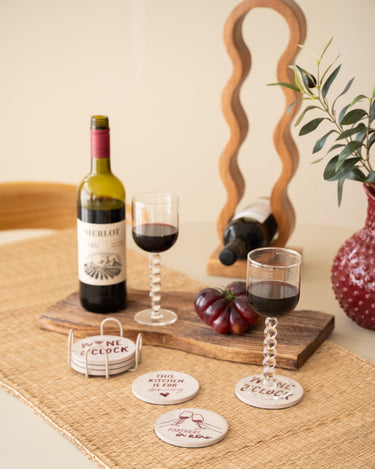 SET OF 6 - TILTIL Coasters Wine O'Clock - Things I Like Things I Love