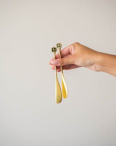 SET VAN 2 - Botermesjes Klavertjevier Messing - Things I Like Things I Love