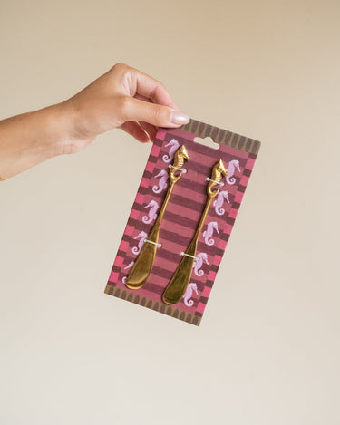 SET VAN 2 - Botermesjes Zeepaardje Messing - Things I Like Things I Love