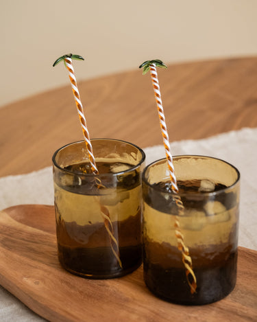 SET VAN 2 - Cocktailroerders Palmboom Glas - Things I Like Things I Love