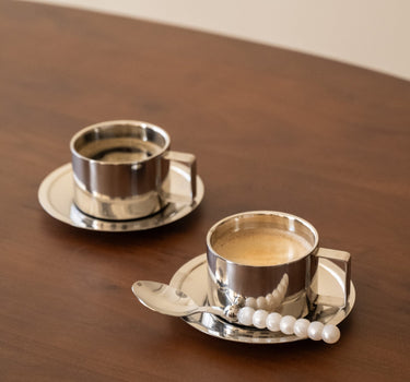 SET VAN 2 - Koffiemok met schotel Oryn Chroom - Things I Like Things I Love