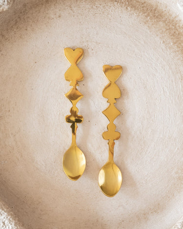 SET VAN 2 - Lepels Speelkaarten Messing - Things I Like Things I Love