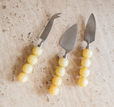 SET VAN 3 - HKLIVING Kaasmesjes Butter Yellow - Things I Like Things I Love