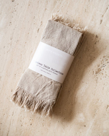 SET VAN 4 – Servetten Franjes Beige - Things I Like Things I Love