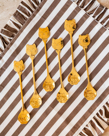 SET VAN 6 - Lepels Kat Goud - Things I Like Things I Love