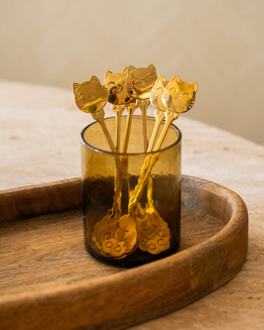 SET VAN 6 - Lepels Kat Goud - Things I Like Things I Love