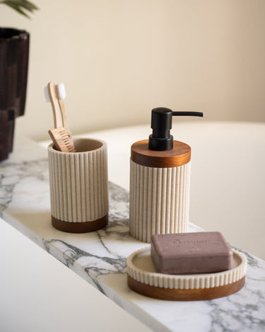 Soap Dish Beige/Acacia Wood - Things I Like Things I Love