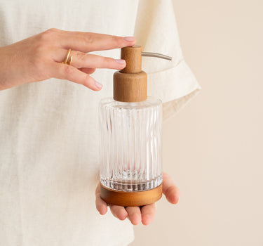 Soap Dispenser Acacia Wood Glass - Things I Like Things I Love