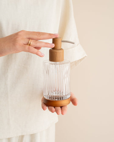 Soap Dispenser Acacia Wood Glass - Things I Like Things I Love
