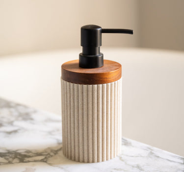 Soap Dispenser Beige/Acacia Wood - Things I Like Things I Love