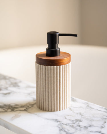 Soap Dispenser Beige/Acacia Wood - Things I Like Things I Love