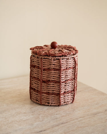 Storage Jar Basket Flower Pink - Things I Like Things I Love
