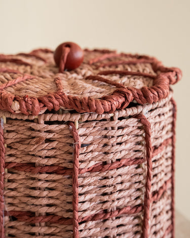 Storage Jar Basket Flower Pink - Things I Like Things I Love