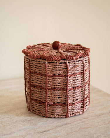 Storage Jar Basket Flower Pink - Things I Like Things I Love