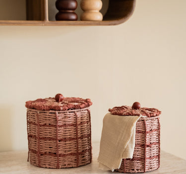 Storage Jar Basket Flower Pink - Things I Like Things I Love