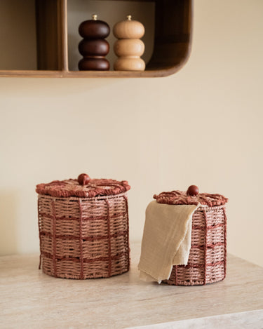 Storage Jar Basket Flower Pink - Things I Like Things I Love