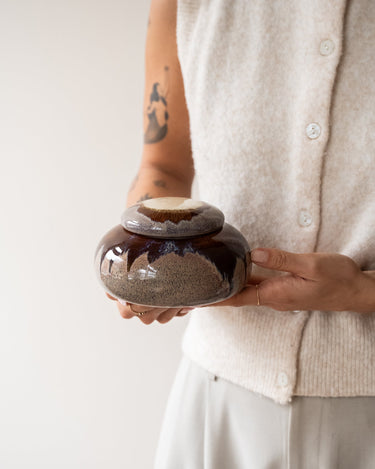 Storage Jar Retro Ceramic Brown - Things I Like Things I Love